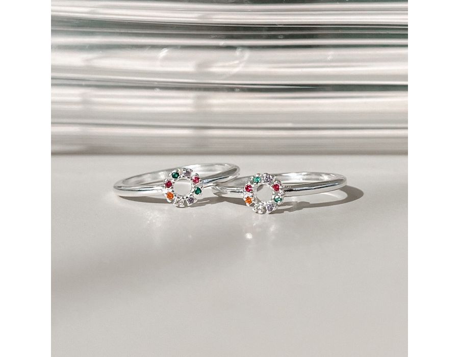 Anel Circulo Cravejado Colorido Prata 925 - 8199A - MEDALS