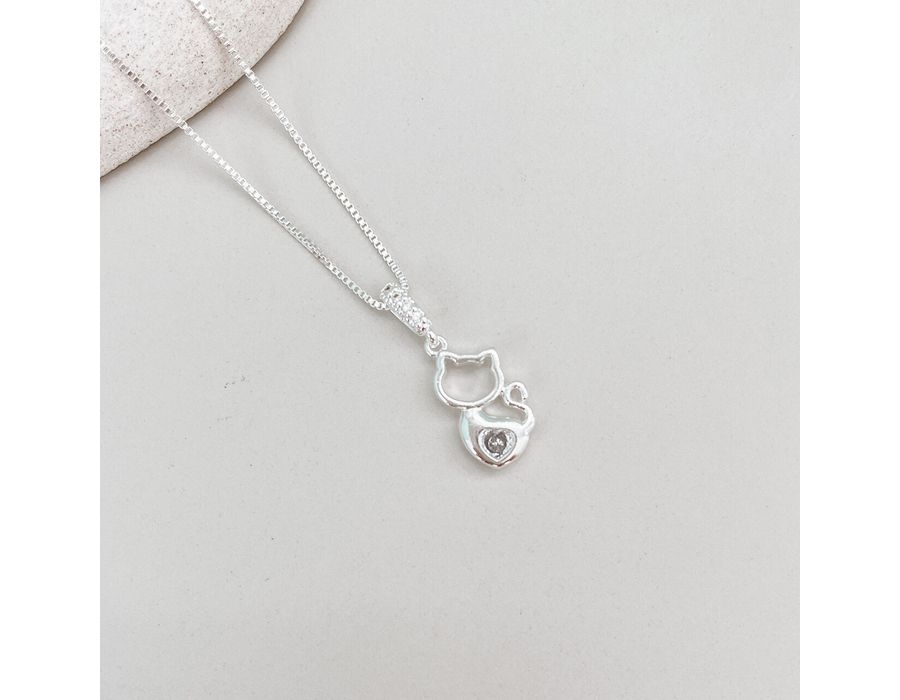 Colar Veneziana Com Pingente Gatinho Prata 925 - ... - MEDALS