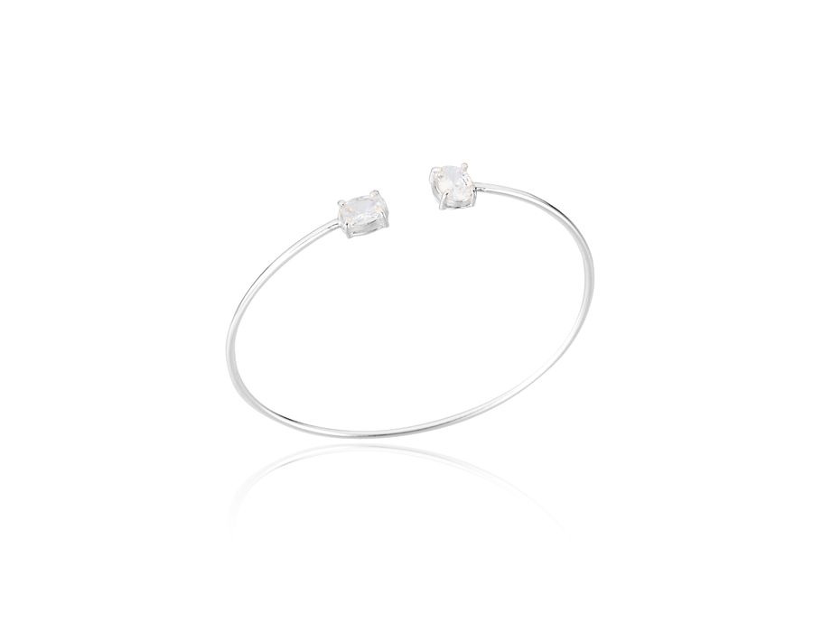 Bracelete em Prata 925 Pedra Oval Cristal - 1027N - MEDALS STORE
