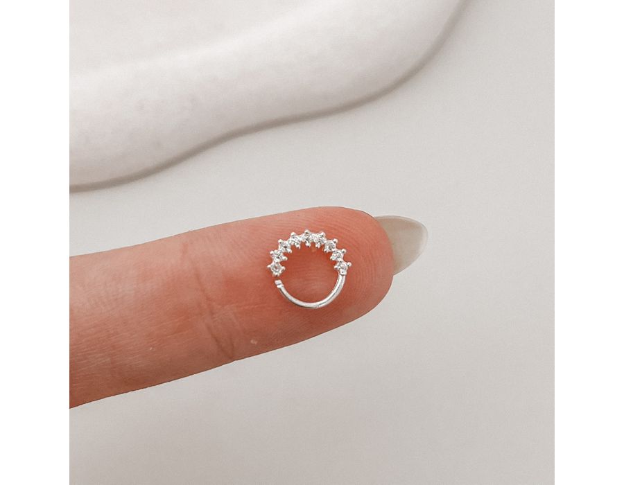 Piercing De Prata Cravejado Nariz/Orelha - 4026 - MEDALS STORE