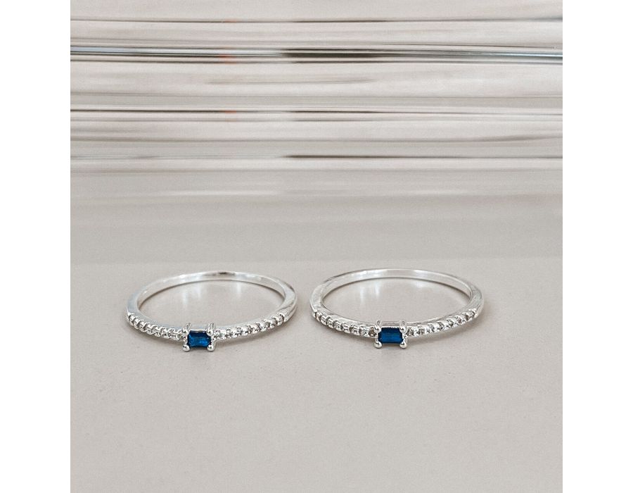 Anel Azul Cravejado Prata 925 - 8625 - MEDALS