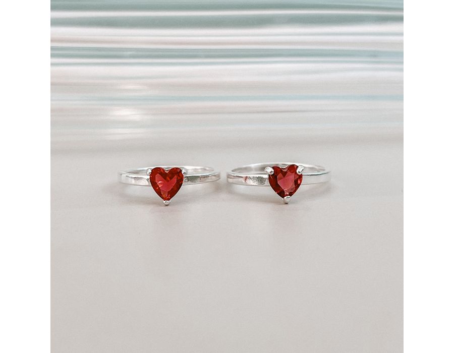 Anel Solitário Coração Pink Prata 925 - 8243A - MEDALS