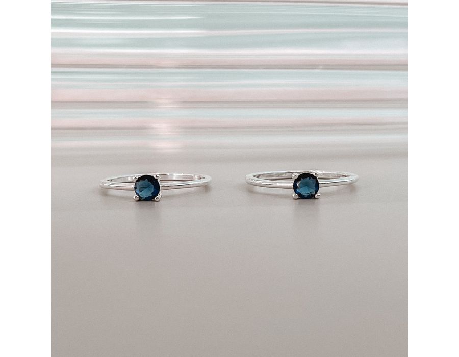 Anel Solitário Azul Prata 925 - 8236A - MEDALS