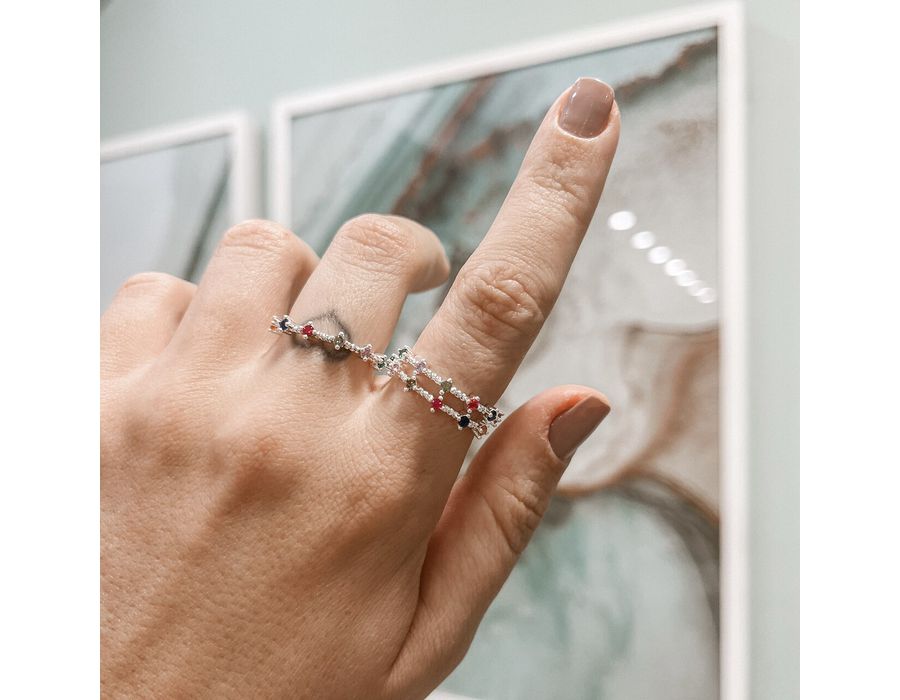 Anel Aparador Colorido Prata 925 - 3956 - MEDALS