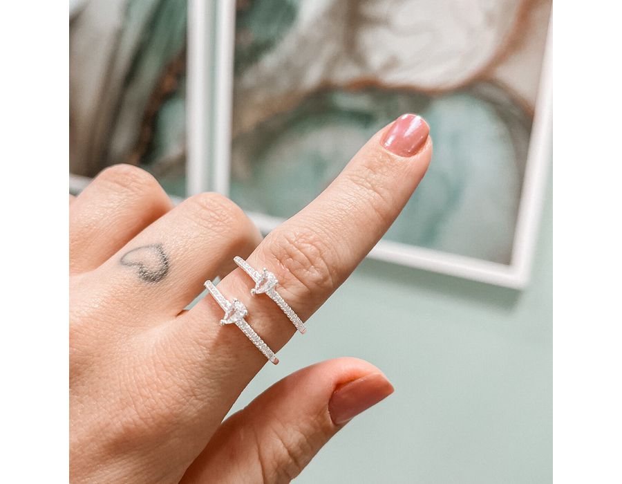 Anel Gota Cravejado Cristal Prata 925 - 8144 - MEDALS