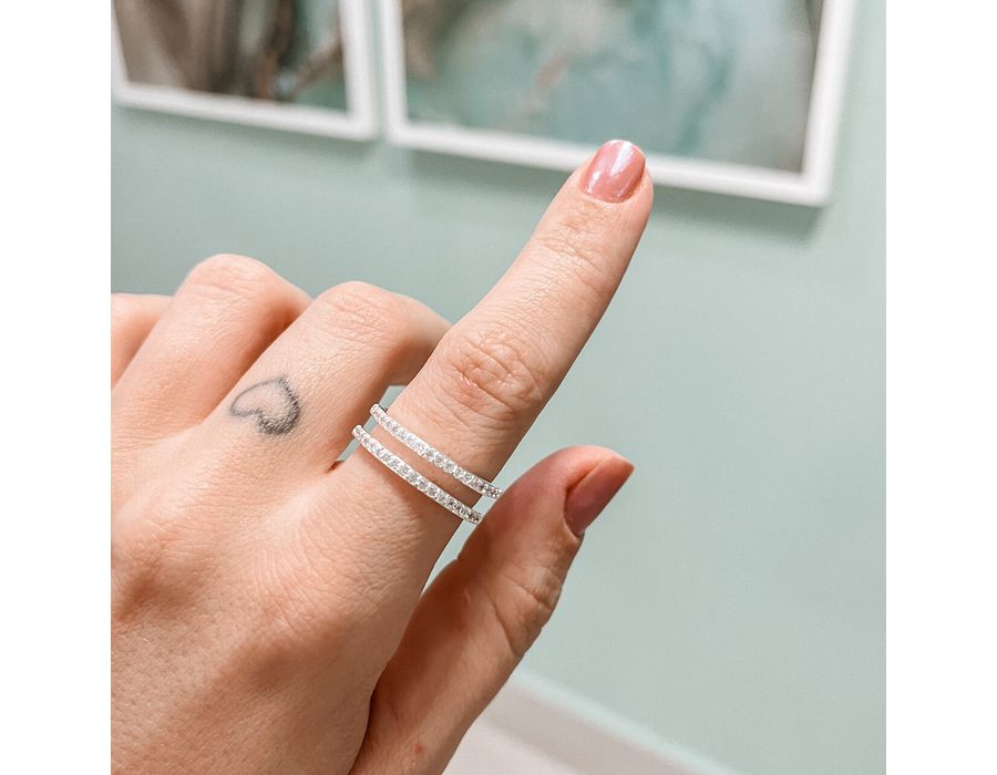 Anel Aparador Cravejado Cristal Prata 925 - 8142 - MEDALS