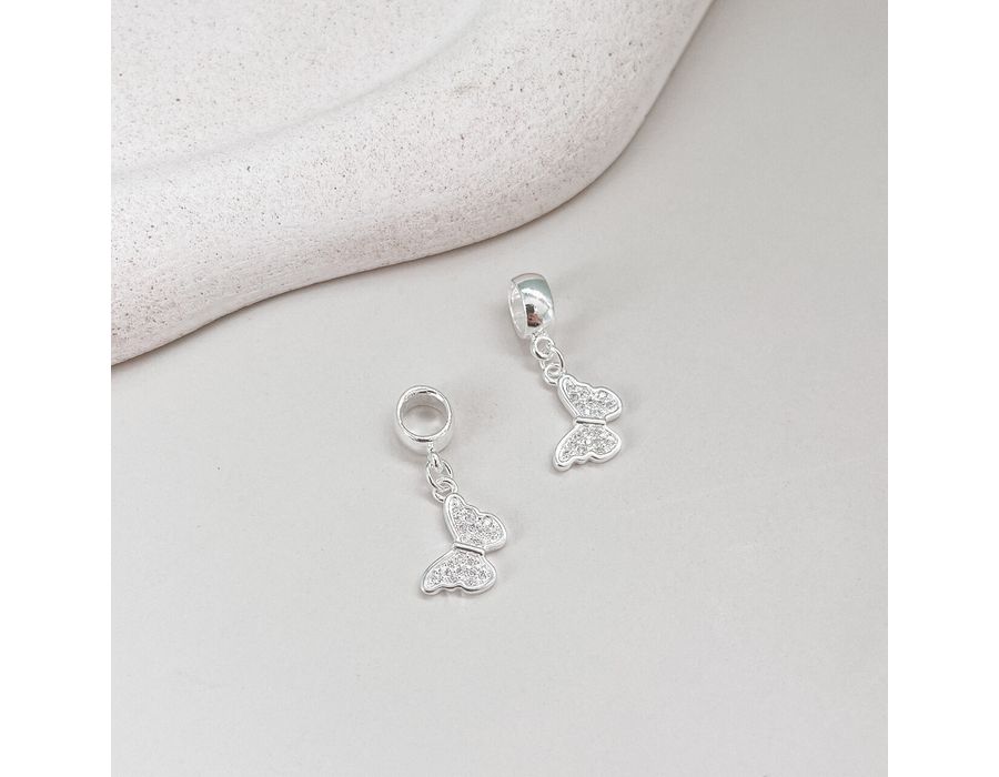 Berloque Borboleta Cravejada Cristal Prata 925 - ... - MEDALS STORE