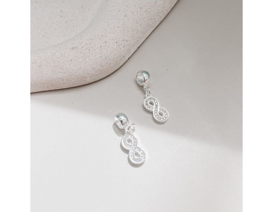 Berloque Infinito Cristal Prata 925 - 8087 - MEDALS STORE