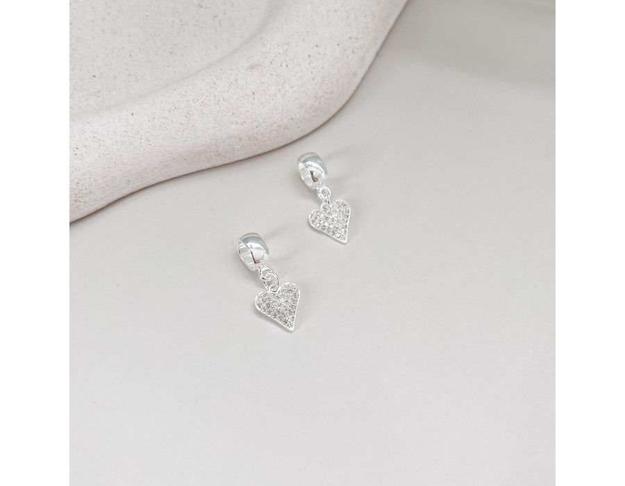 Berloque Coração Cravejado Prata 925 - 8096 - MEDALS STORE