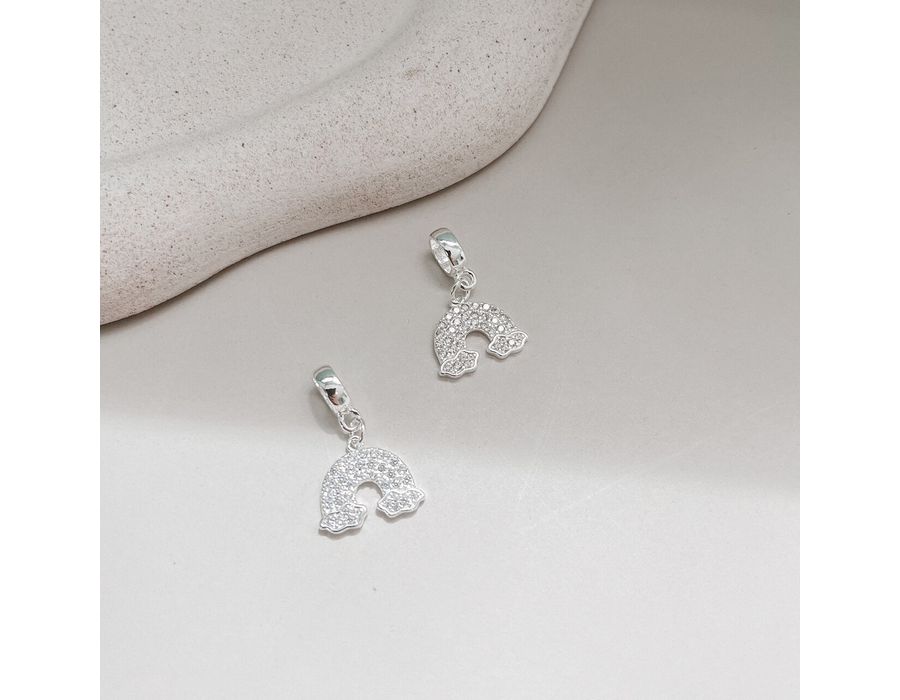 Berloque Arco Iris Cravejado Prata 925 - 8098 - MEDALS STORE