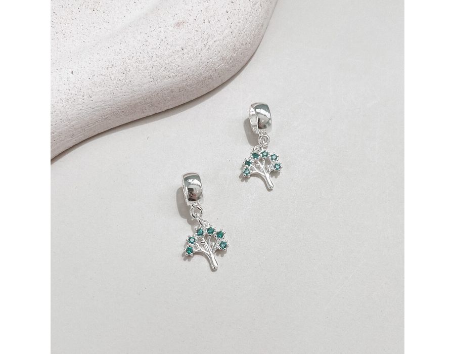 Berloque Arvore Da Vida Verde Prata 925 - 8099 - MEDALS STORE