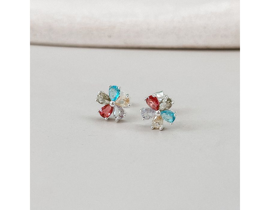 Brinco Flor Colorido Prata 925 Copia - 8896 - MEDALS