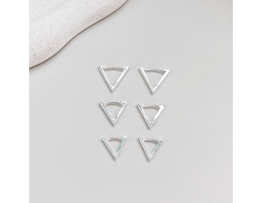 Trio Argola Click Triangulo Prata 925 - 8067 - MEDALS