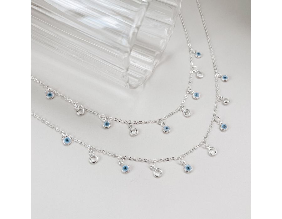 Choker Olho Grego Da Sorte Prata 925 - 8057 - MEDALS STORE