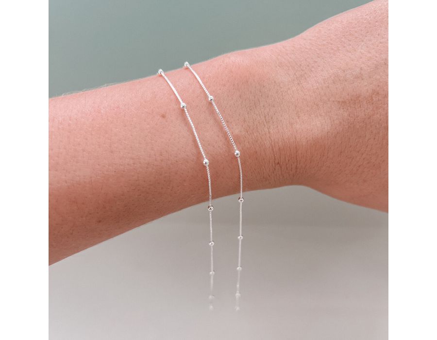 Pulseira Mila Veneziana Com Bolinha Prata 925 - 8... - MEDALS STORE