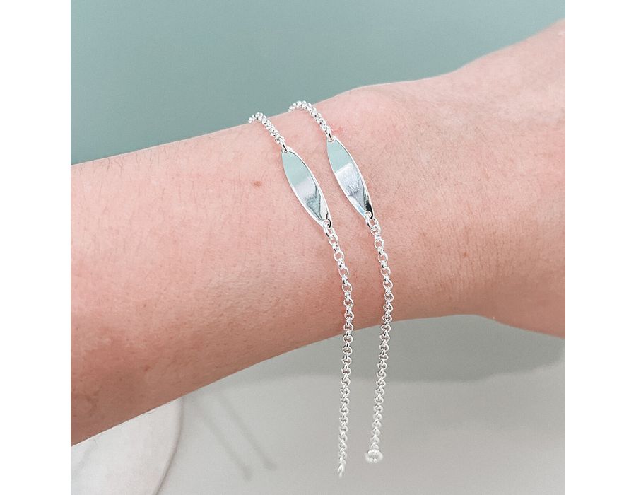 Pulseira Infantil Liz Placa Personalizavel Prata 9... - MEDALS STORE