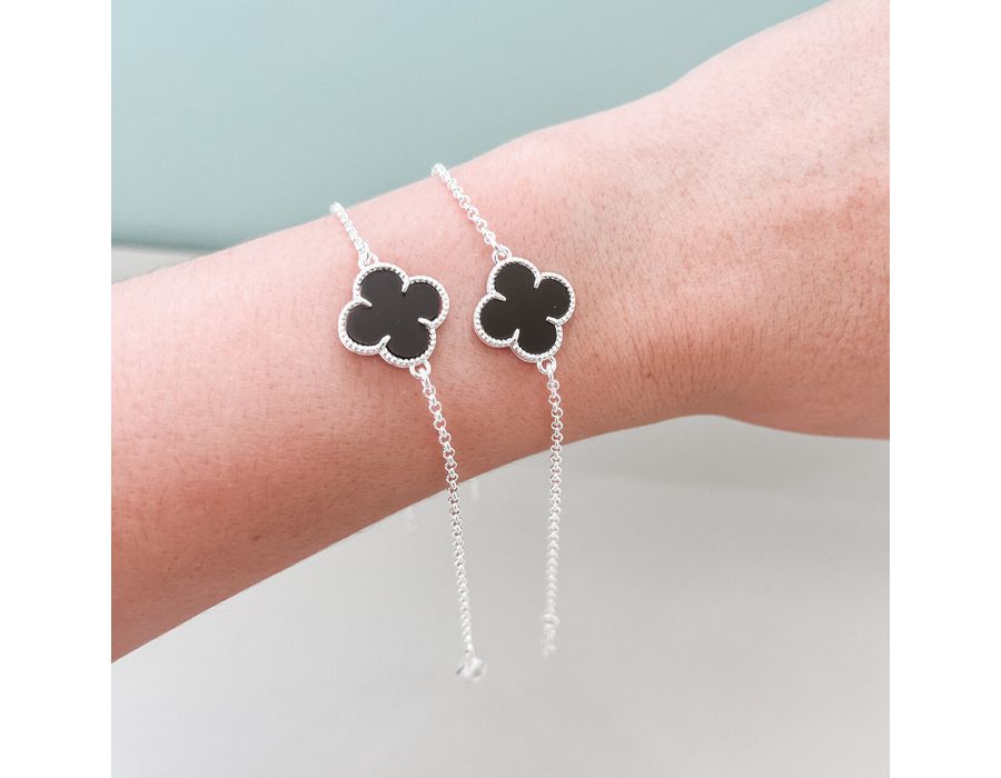 Pulseira Trevo Preto Em Prata 925 - 8021 - MEDALS STORE