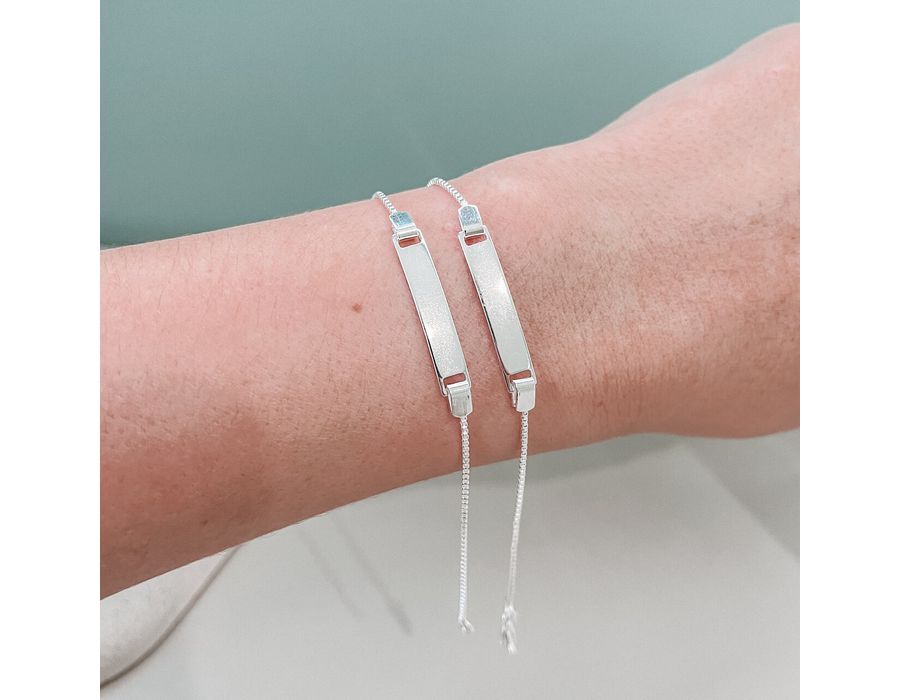 Pulseira Infantil Placa Personalizavel Prata 925 -... - MEDALS STORE