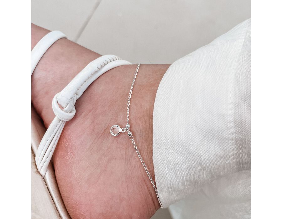 Tornozeleira Pedra Cristal Prata 925 - 8127 - MEDALS