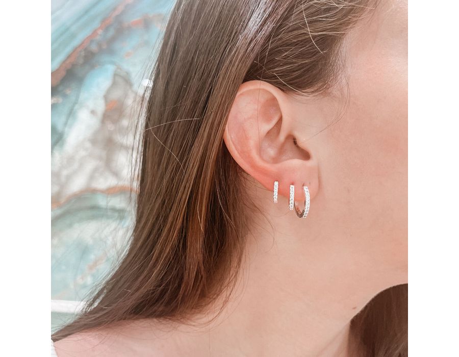 Trio Argola Click Cravejada Prata 925 - 8066 - MEDALS