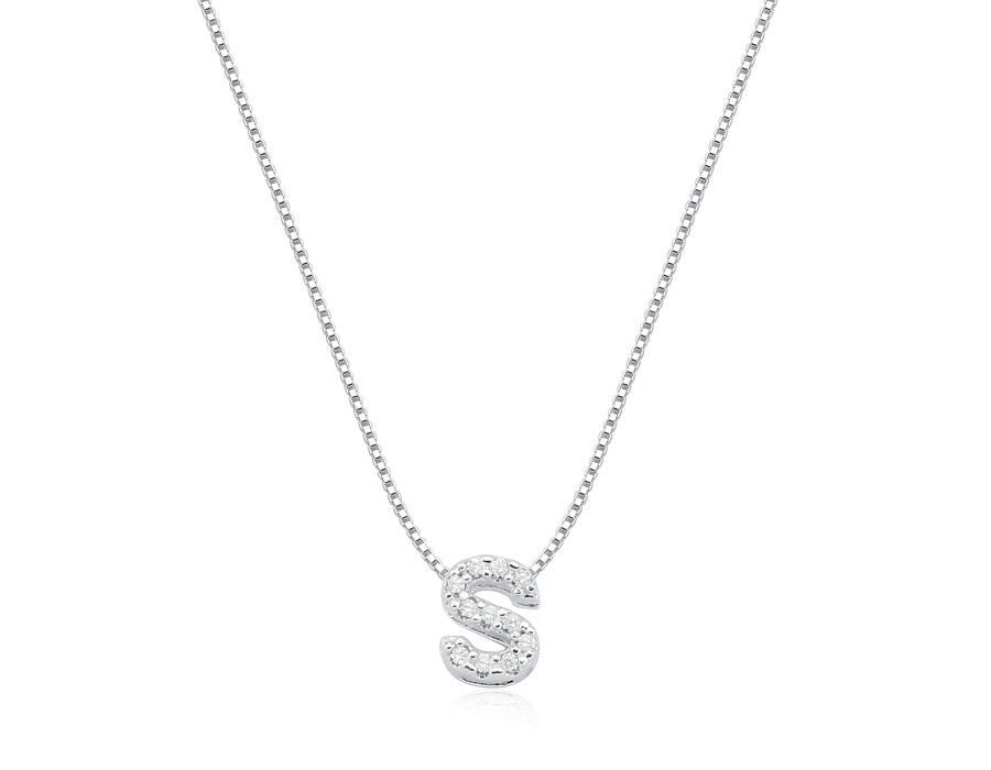 Colar Letra Inicial Cravejada Prata 925 - 2902 - MEDALS STORE