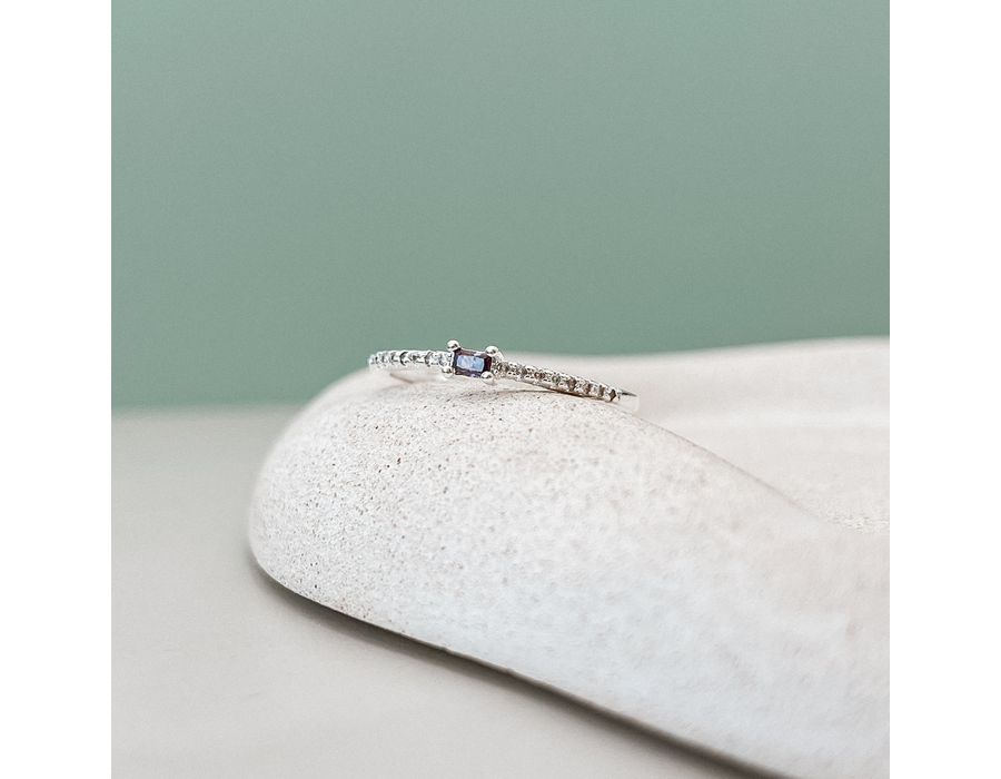 Anel Lilas Cravejado Cristal Prata 925 - 8552 - MEDALS