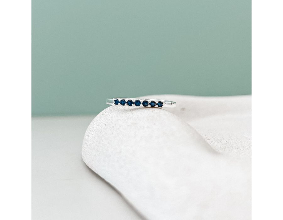 Anel Aparador Azul Prata 925 - 8563 - MEDALS