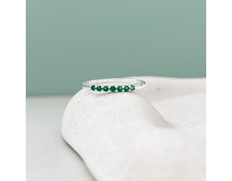 Anel Aparador Verde Prata 925 - 8562 - MEDALS