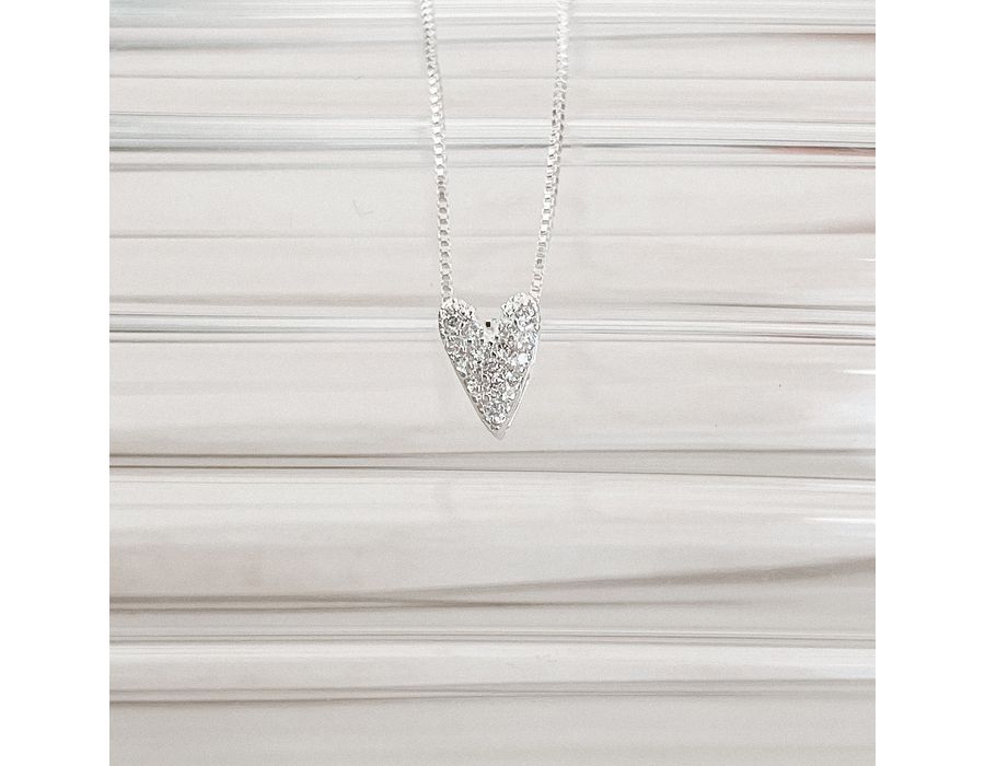 Colar Coração Cravejada Prata 925 - 8501 - MEDALS