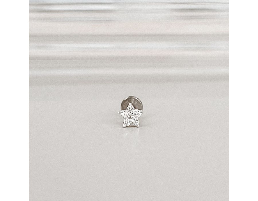 Piercing Labret Flor Cravejada Prata 925 - 8510 - MEDALS