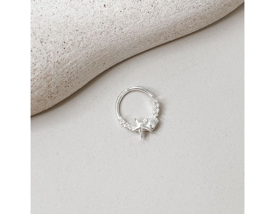 Piercing Helix Estrela E Concha Do Mar Prata 925 ... - MEDALS