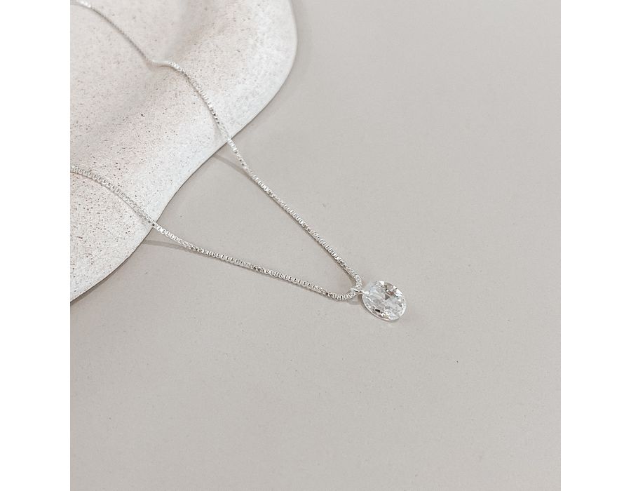 Colar Ponto De Luz Oval Prata 925 - 8525 - MEDALS