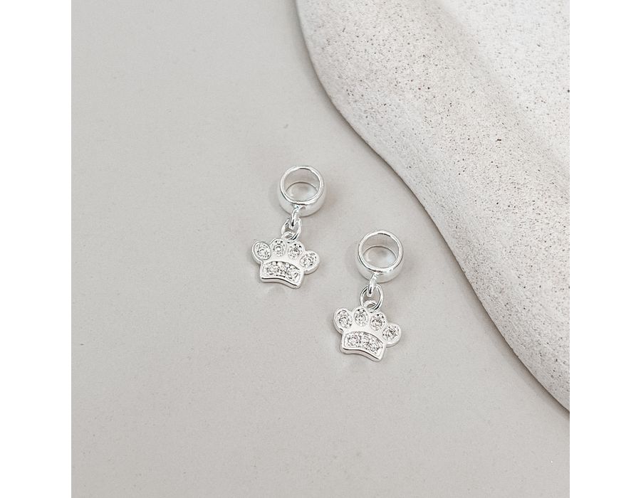 Berloque Patinha Cachorro Cravejado Cristal Prata ... - MEDALS
