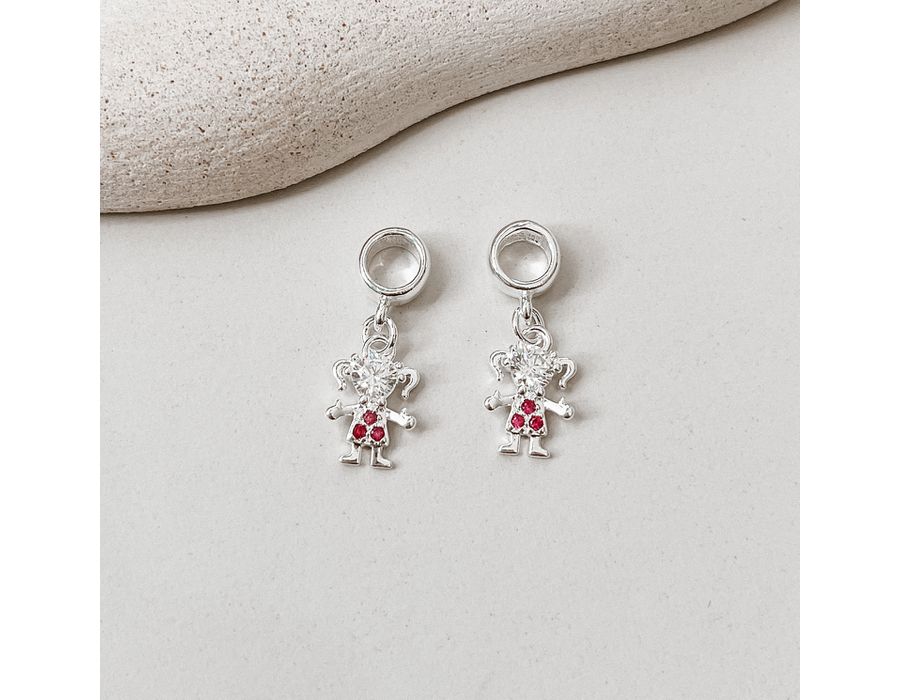 Berloque Menina Rosa Prata 925 - 8573 - MEDALS