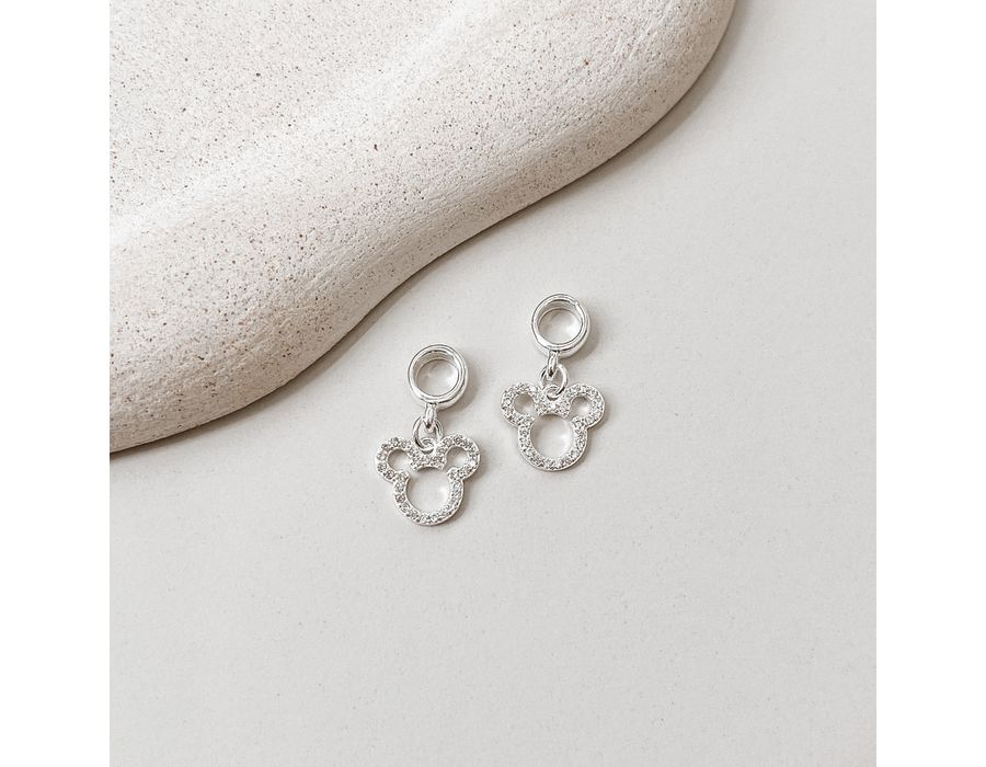 Berloque Mickey Cravejado Cristal Vazado Prata 925... - MEDALS