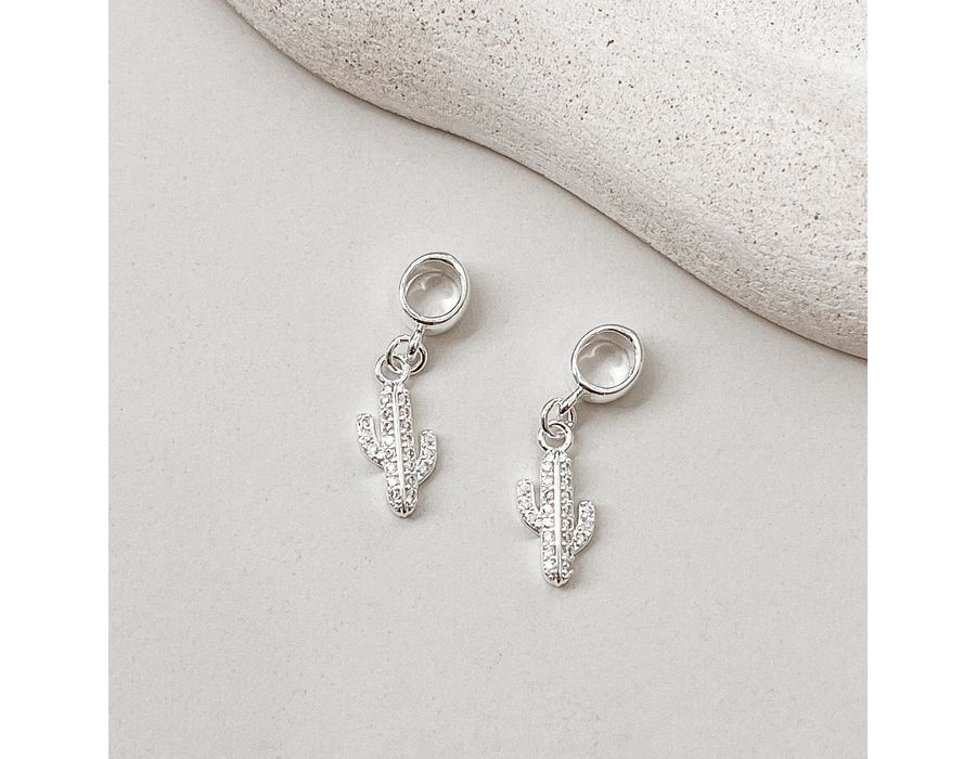 Berloque Cacto Cravejado Cristal Prata 925 - 8576 - MEDALS