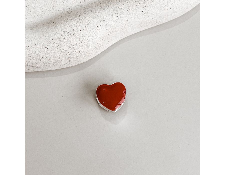 Berloque Separador Coração Vermelho Prata 925 - 8... - MEDALS