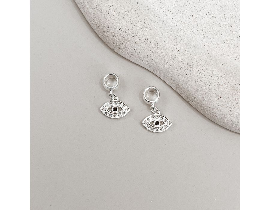 Berloque Olho Grego Cravejado Prata 925 - 8638 - MEDALS