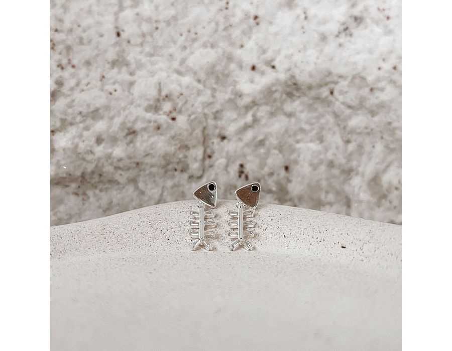 Brinco Peixe esqueleto Prata 925 - 8671 - MEDALS