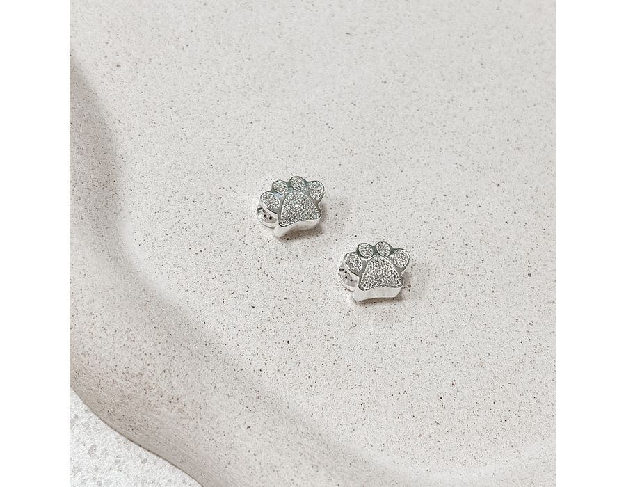 Berloque Espaçador Patinha de Cachorro Prata 925 -... - MEDALS