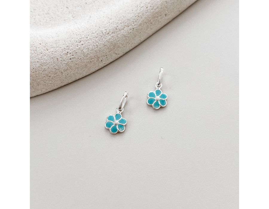 Pingente Florzinha Verde Água Prata 925 - 8699 - MEDALS