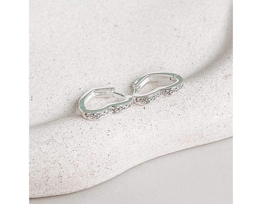 Argola Click Cravejada Coração Prata 925 - 8337 - MEDALS