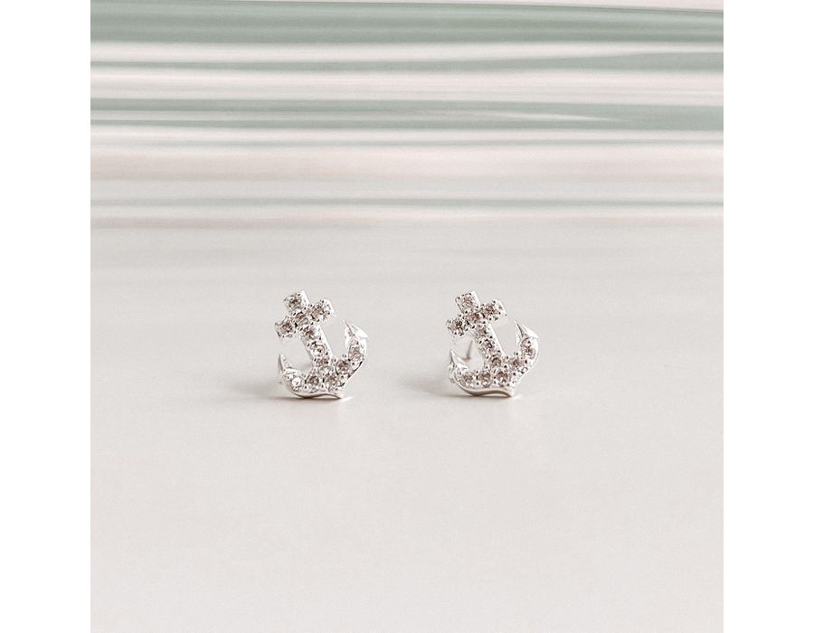 Brinco Âncora Cravejado Prata 925 - 8325 - MEDALS