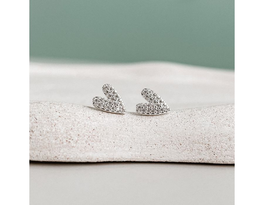 Brinco Coração Cravejado 925 - 8321 - MEDALS