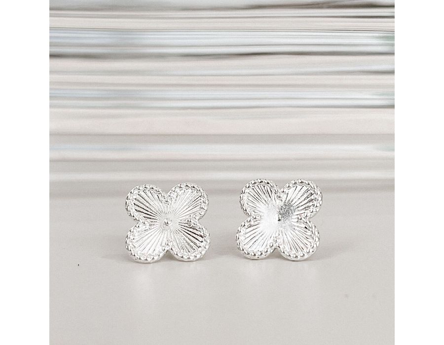Brinco Trevo Detalhado Prata 925 - 8452 - MEDALS