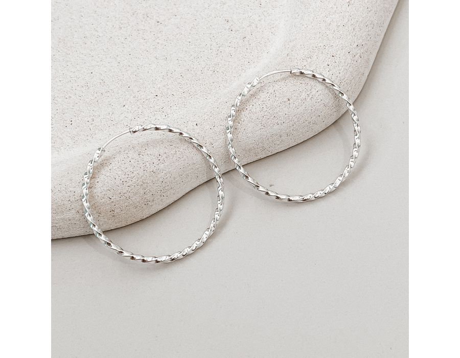 Argola Torcida 40 Mm Prata 925 - 8580 - MEDALS