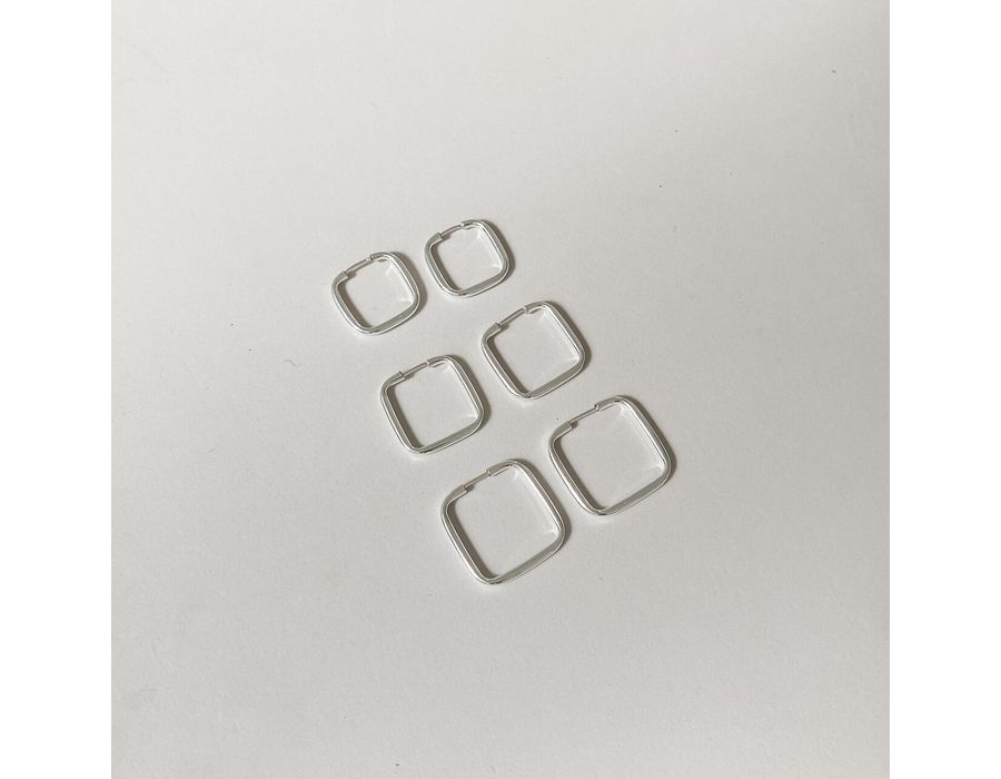 trio argola quadrada prata 925 - 8628 - MEDALS