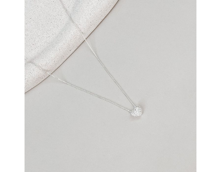 Colar Coração Cravejado 45cm Prata 925 - 8194C - MEDALS