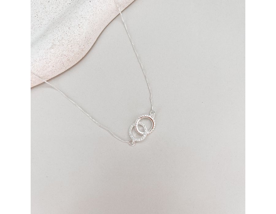 Colar Veneziana Infinito Cravejado 45cm Prata 925... - MEDALS