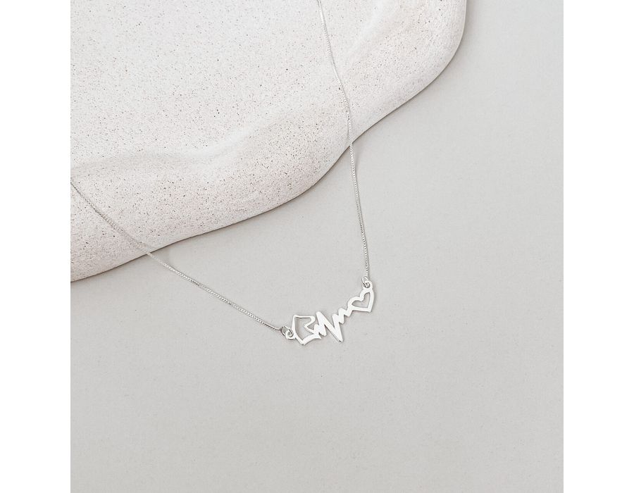 Colar Batimentos com Cavalo Prata 925 - 8608 - MEDALS